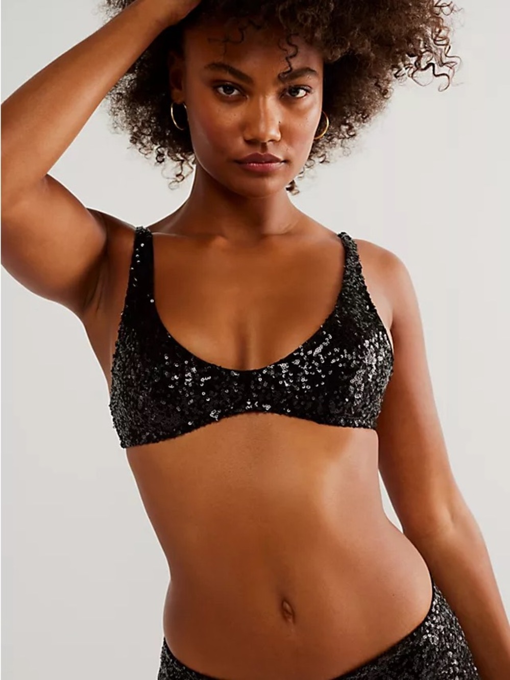 Only hearts shine one Sequin Scoop Bralette and panty - Black